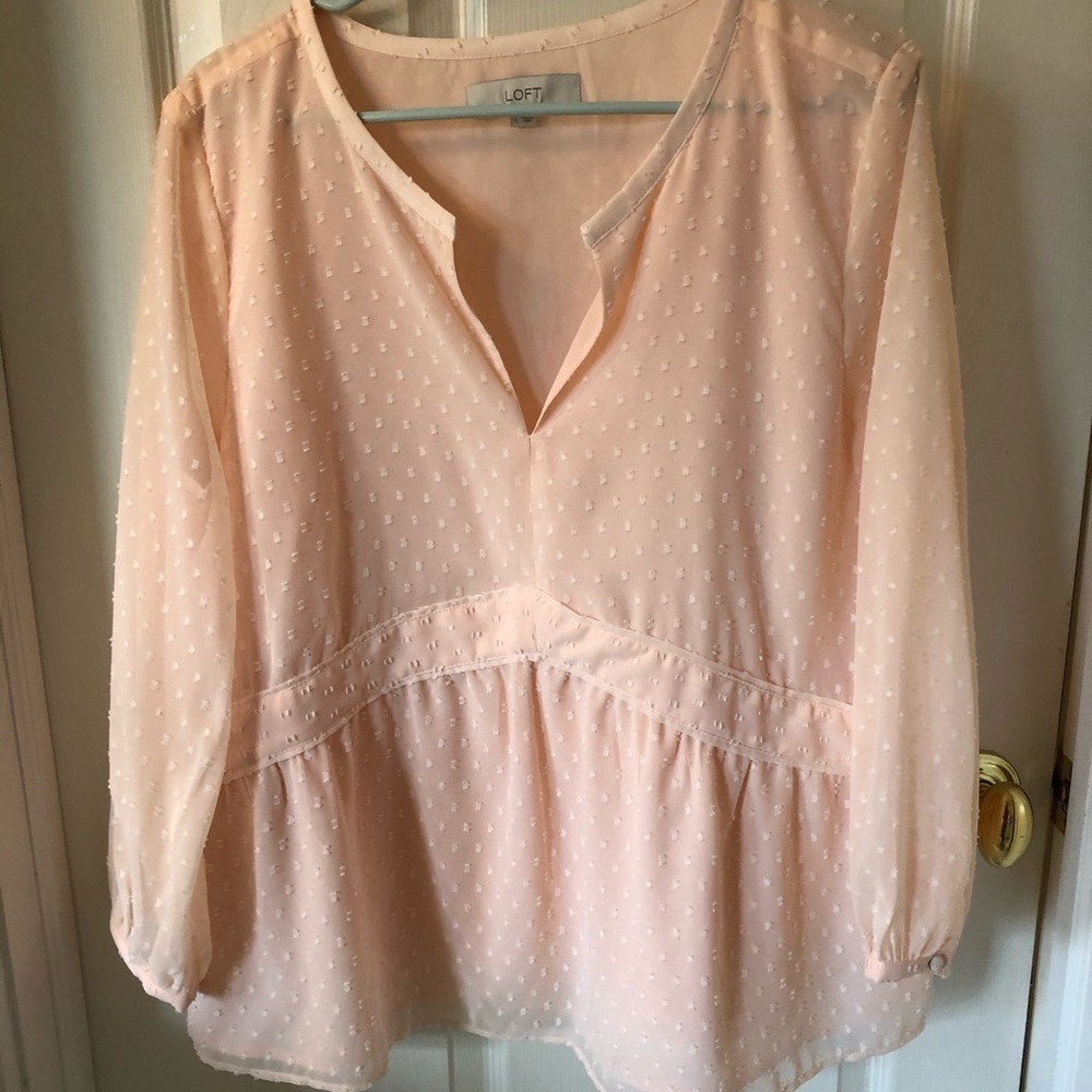 LOFT Peach Blouse Large EUC!!
